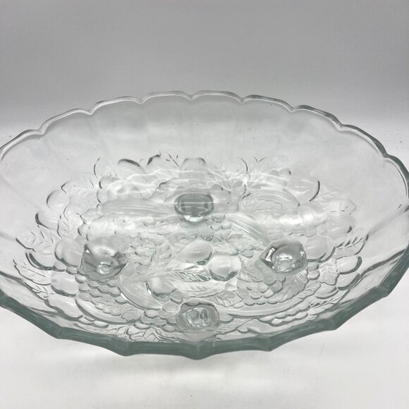 Indiana Glass Harvest Grape Footed Bowl Mixed Fruit Pattern 12" x 8.5" - Picture 3 of 7